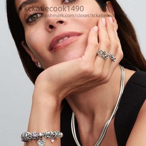 Pandora Sparkling Heart Double Dangle Charm - Picture 4 of 6